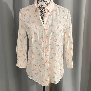 Women's White and Orange Blouse